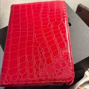 Red Crocodile Embossed Wallet -nevar used